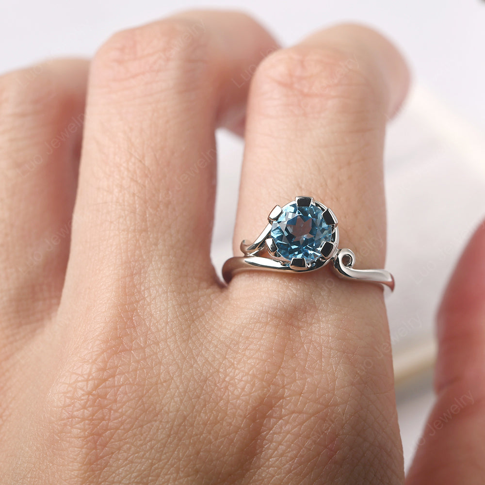 Non-traditional Swiss Blue Topaz Ring - LUO Jewelry