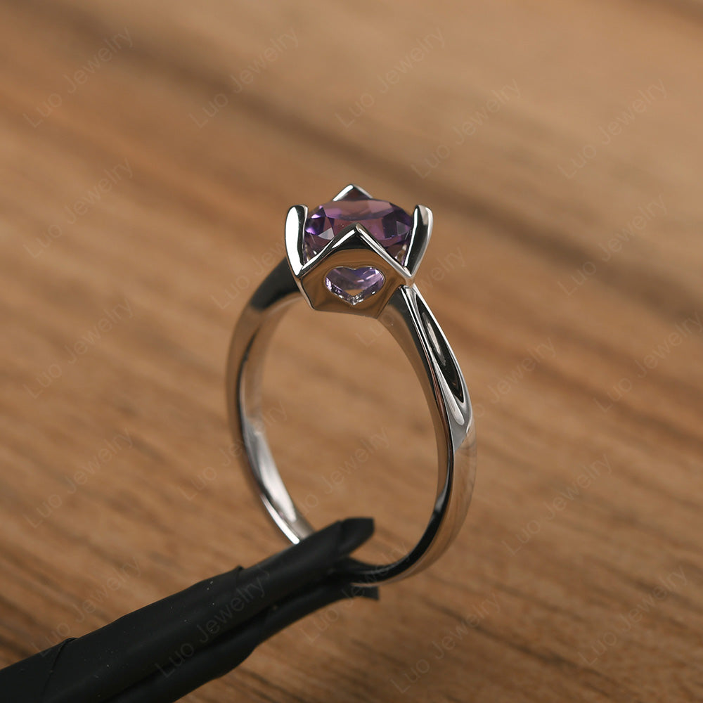 Round Amethyst Solitaire Ring - LUO Jewelry