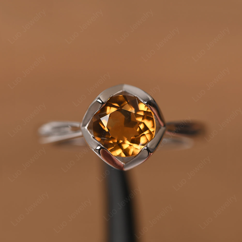 Round Citrine Solitaire Ring - LUO Jewelry