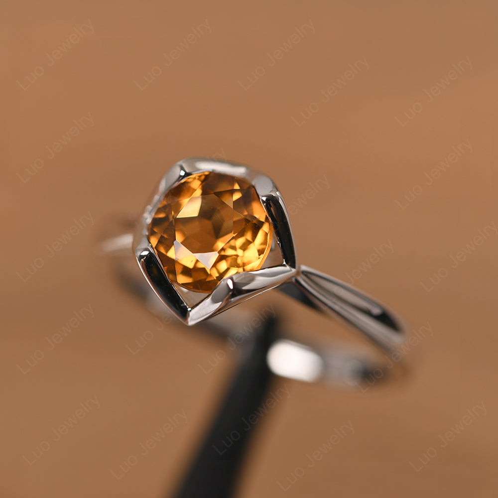 Round Citrine Solitaire Ring - LUO Jewelry