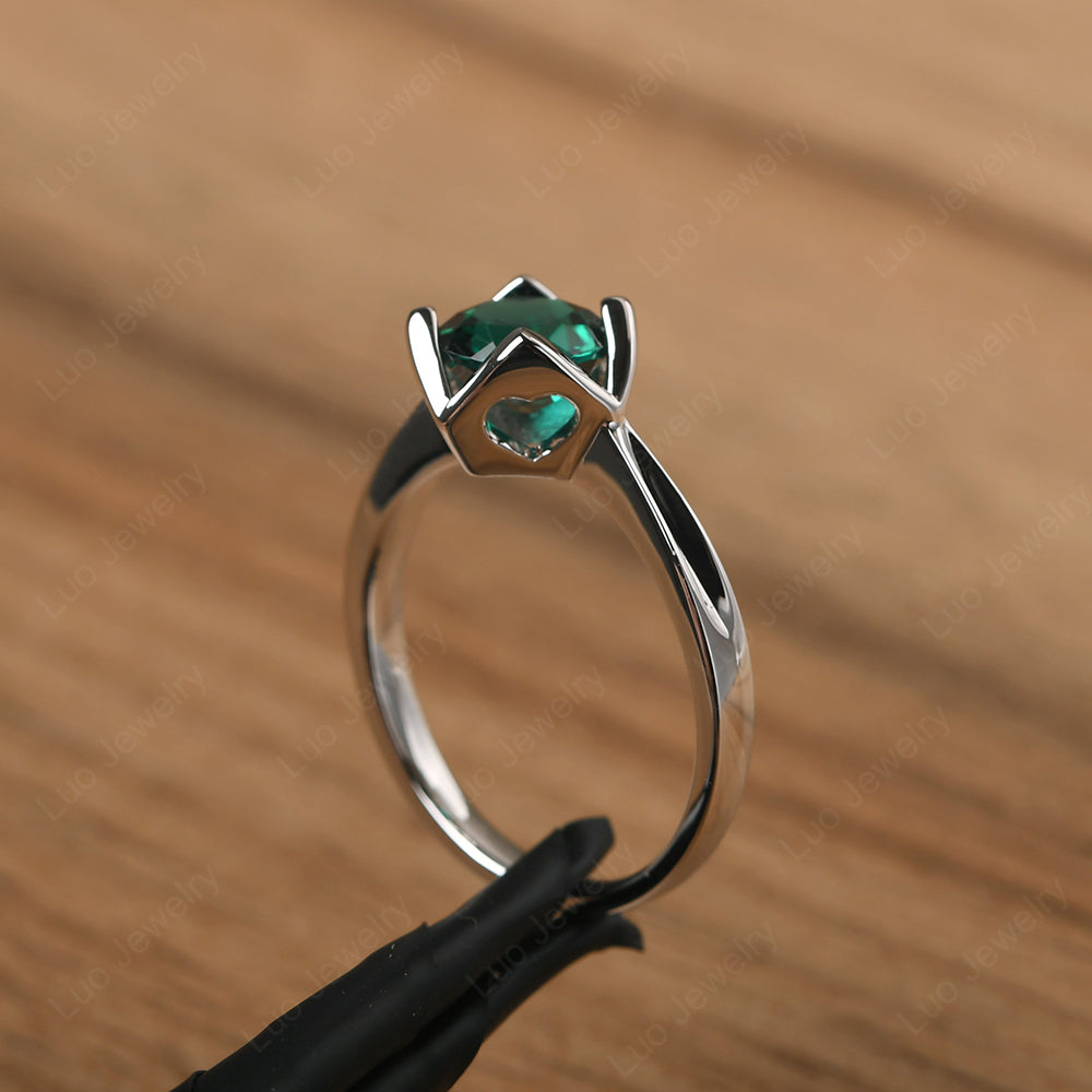 Round Emerald Solitaire Ring - LUO Jewelry