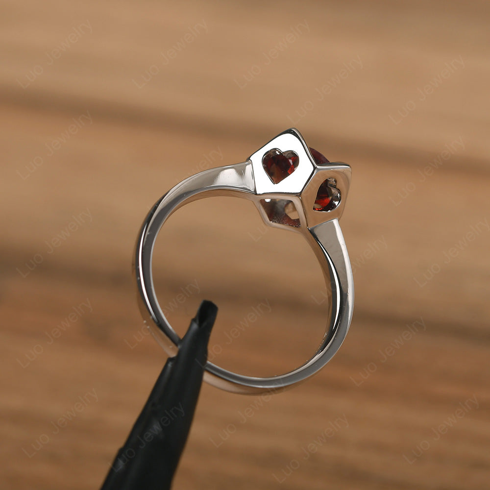 Round Garnet Solitaire Ring - LUO Jewelry