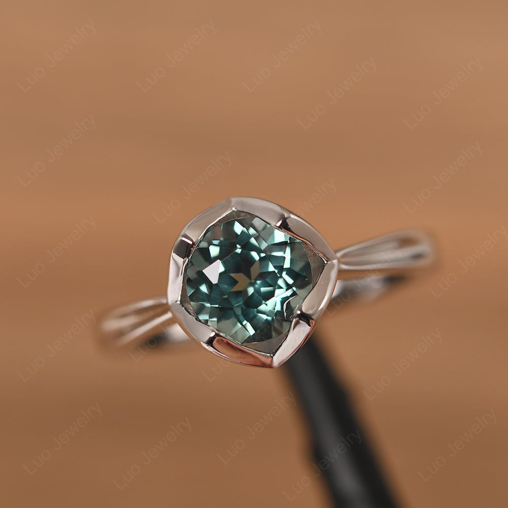Round Green Sapphire Solitaire Ring - LUO Jewelry