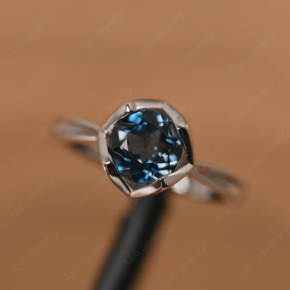 Round London Blue Topaz Solitaire Ring - LUO Jewelry