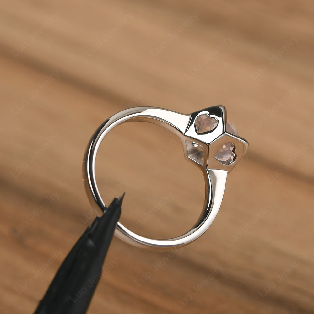 Round Rose Quartz Solitaire Ring - LUO Jewelry