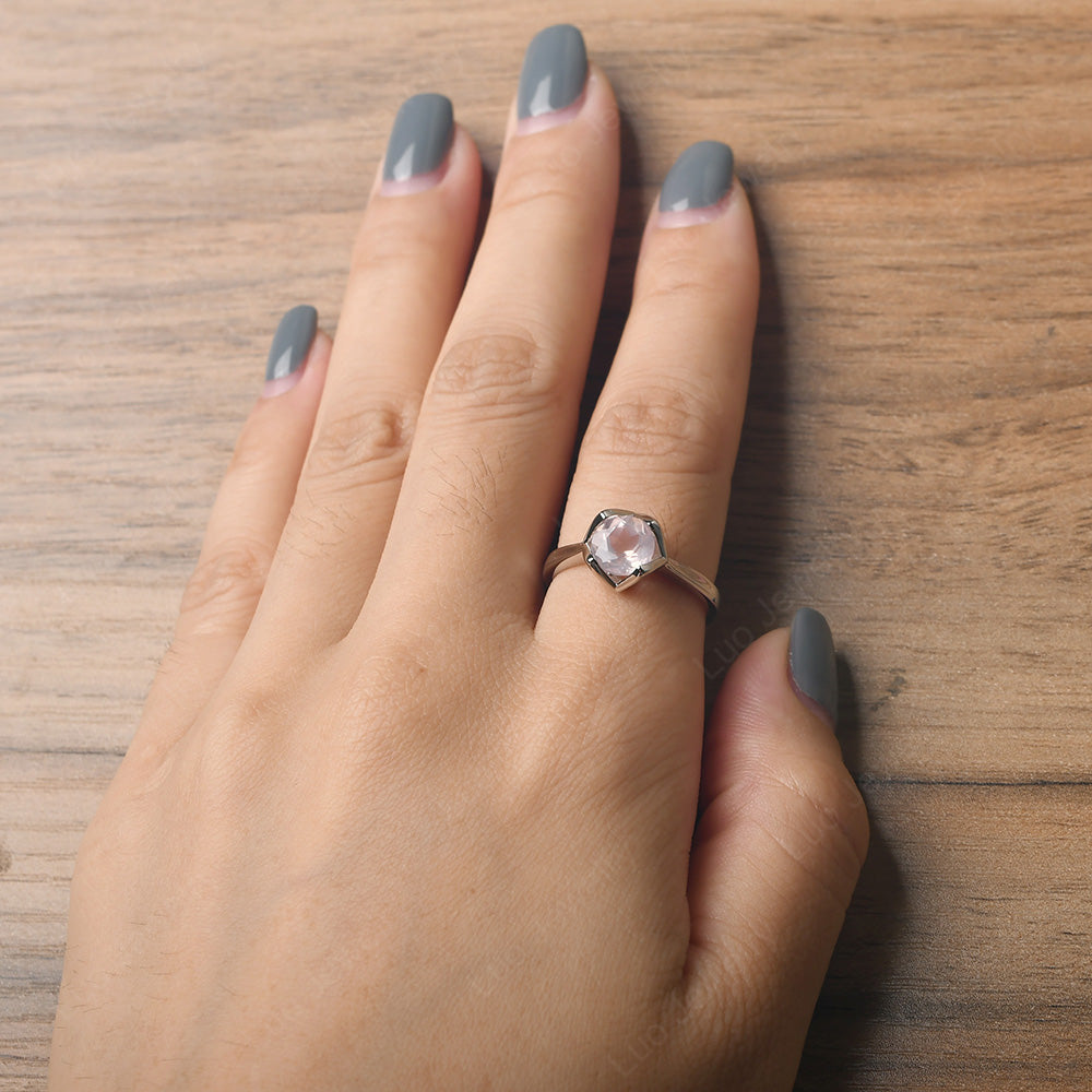 Round Rose Quartz Solitaire Ring - LUO Jewelry