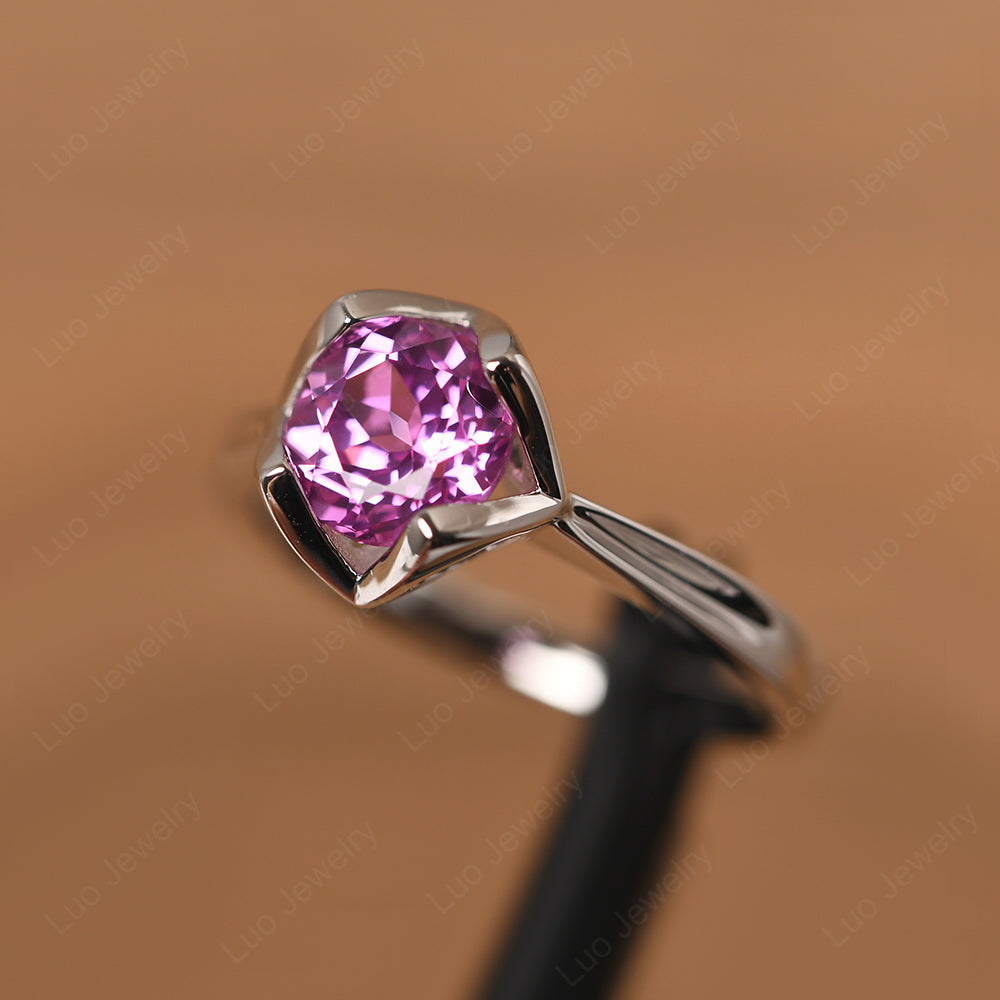 Round Pink Sapphire Solitaire Ring - LUO Jewelry