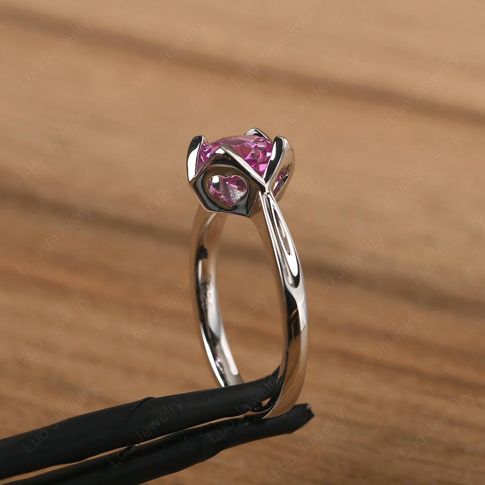 Round Pink Sapphire Solitaire Ring - LUO Jewelry