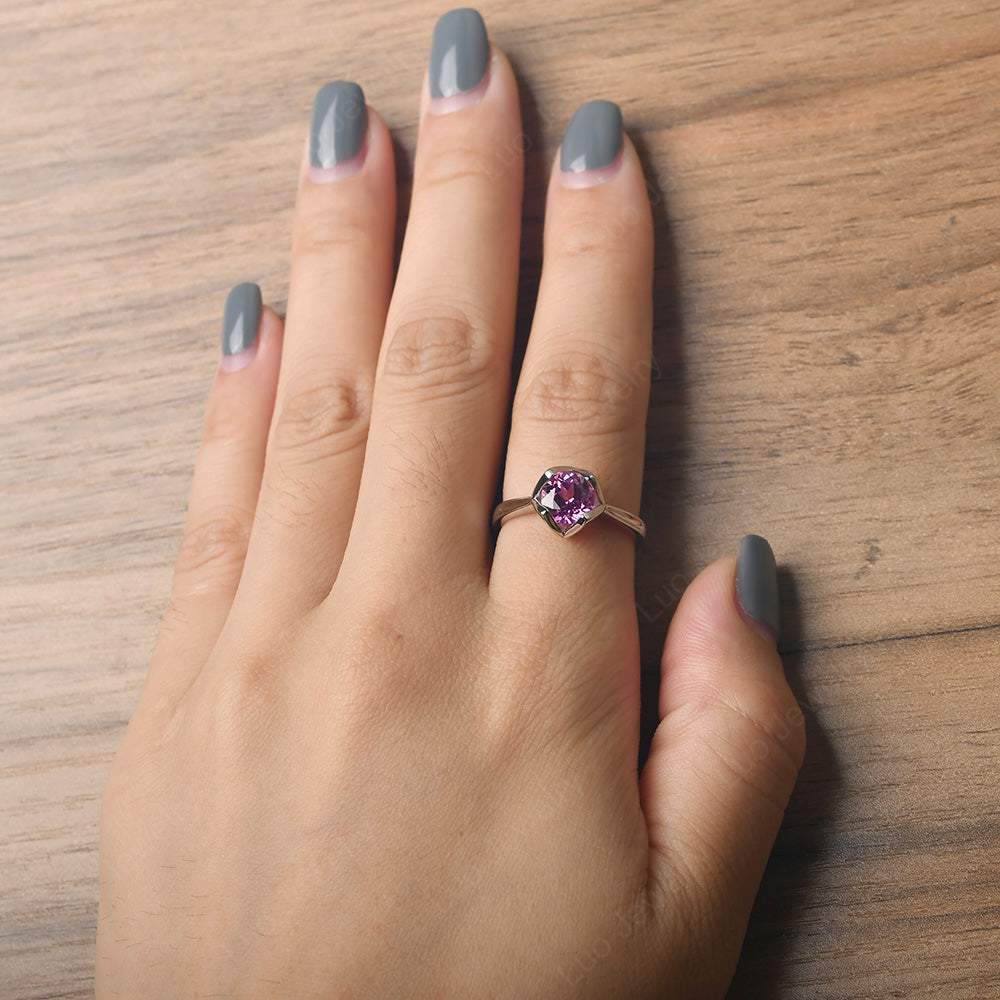 Round Pink Sapphire Solitaire Ring - LUO Jewelry