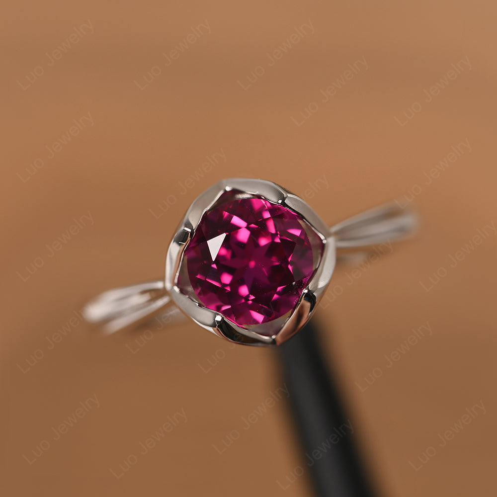 Round Ruby Solitaire Ring - LUO Jewelry