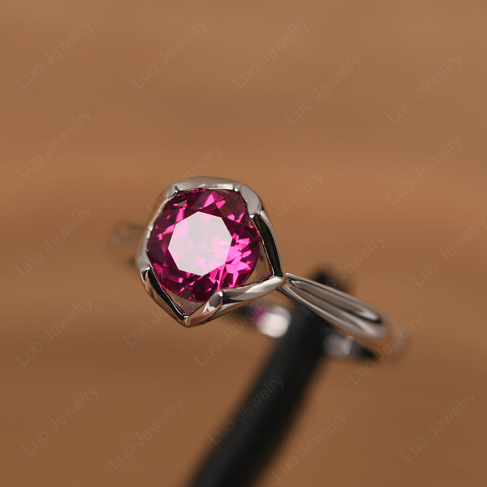 Round Ruby Solitaire Ring - LUO Jewelry