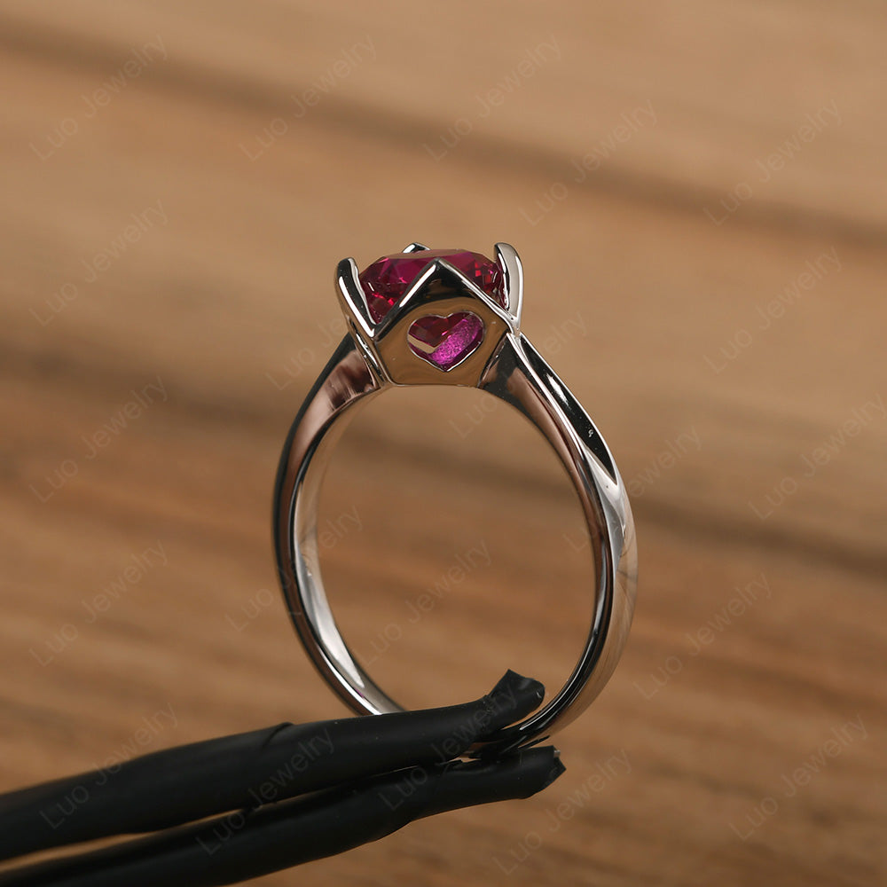 Round Ruby Solitaire Ring - LUO Jewelry