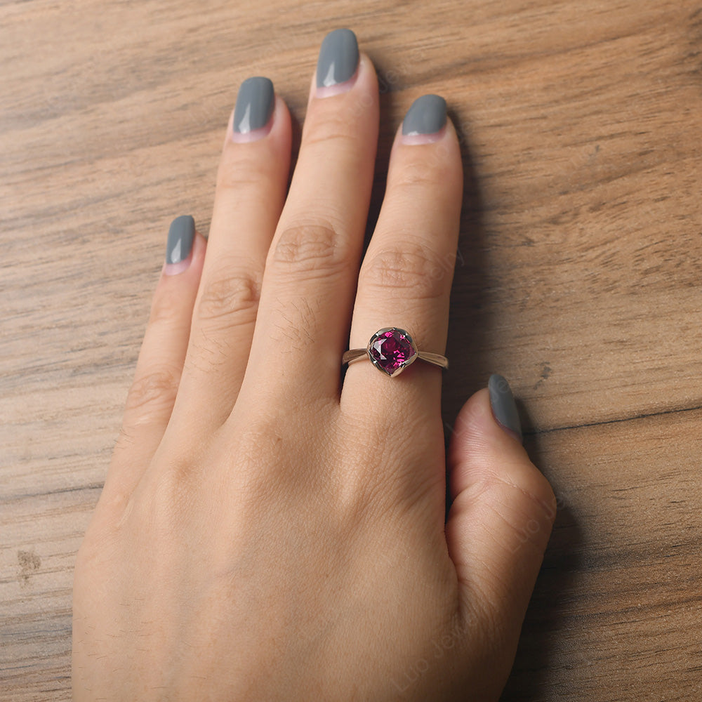 Round Ruby Solitaire Ring - LUO Jewelry