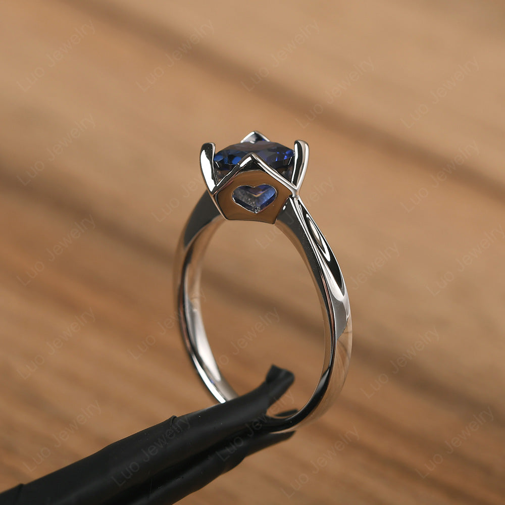 Round Lab Sapphire Solitaire Ring - LUO Jewelry
