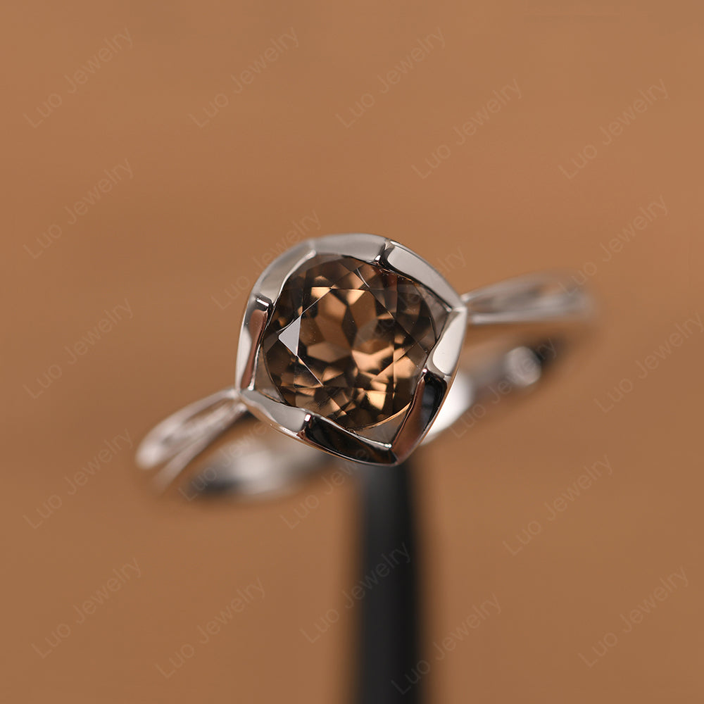 Round Smoky Quartz  Solitaire Ring - LUO Jewelry