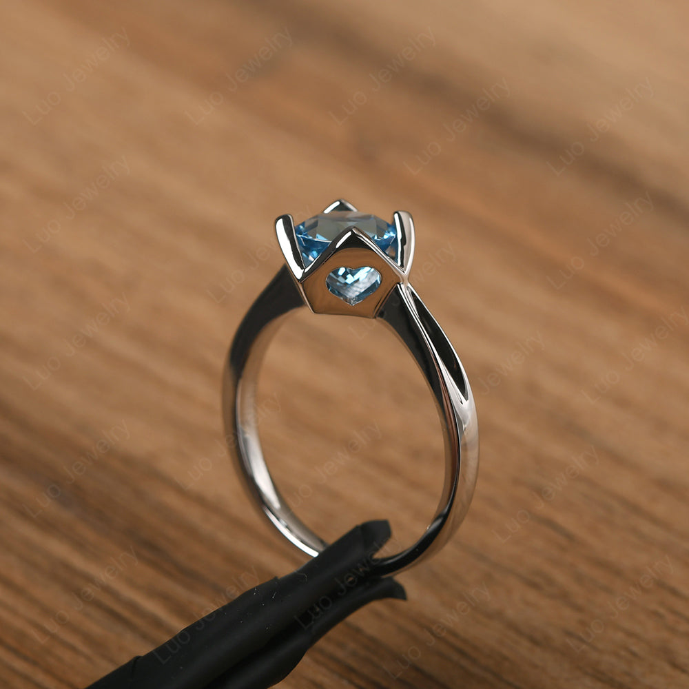 Round Swiss Blue Topaz Solitaire Ring - LUO Jewelry