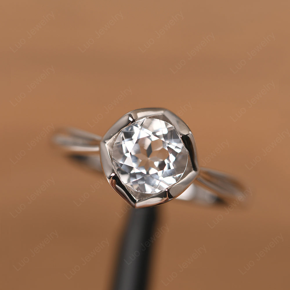 Round White Topaz Solitaire Ring - LUO Jewelry