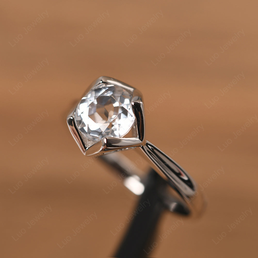 Round White Topaz Solitaire Ring - LUO Jewelry