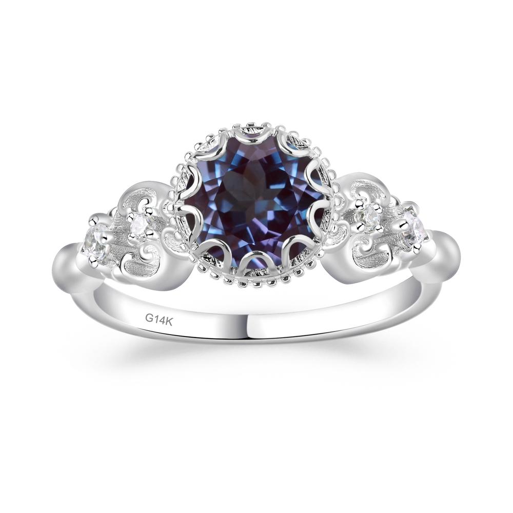 Art Deco Vintage Inspired Lab Alexandrite Ring - LUO Jewelry #metal_14k white gold
