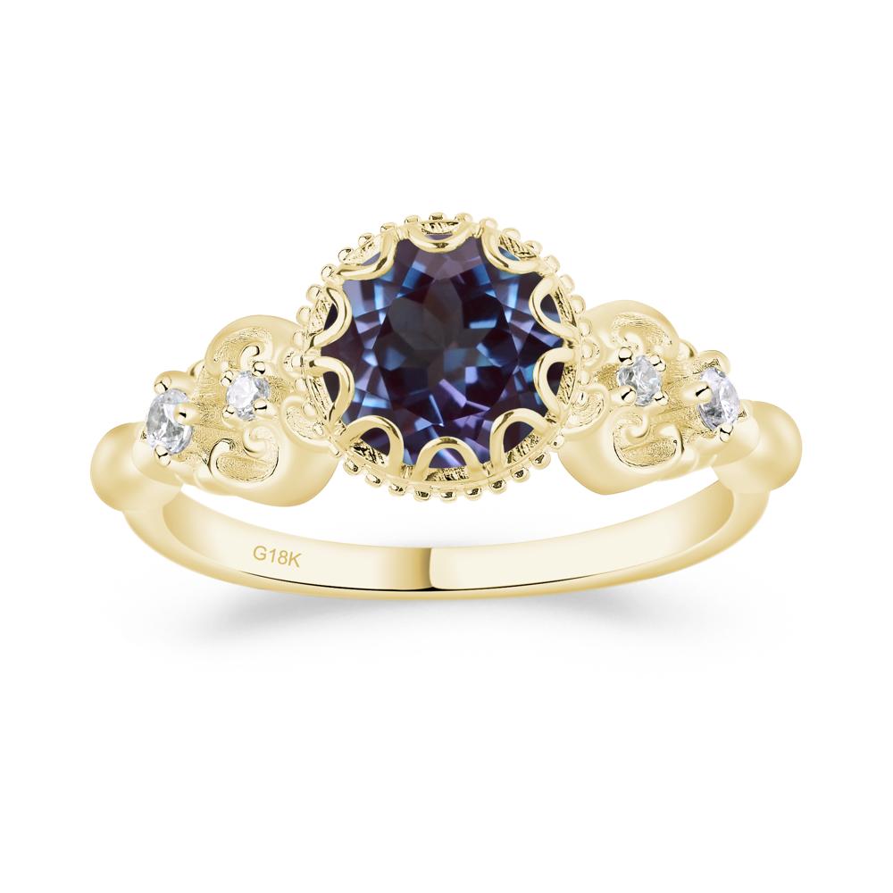Art Deco Vintage Inspired Lab Alexandrite Ring - LUO Jewelry #metal_18k yellow gold