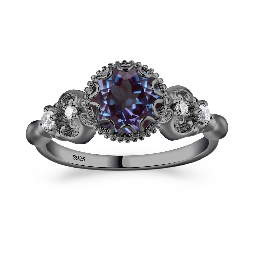 Art Deco Vintage Inspired Lab Alexandrite Ring - LUO Jewelry #metal_black finish sterling silver