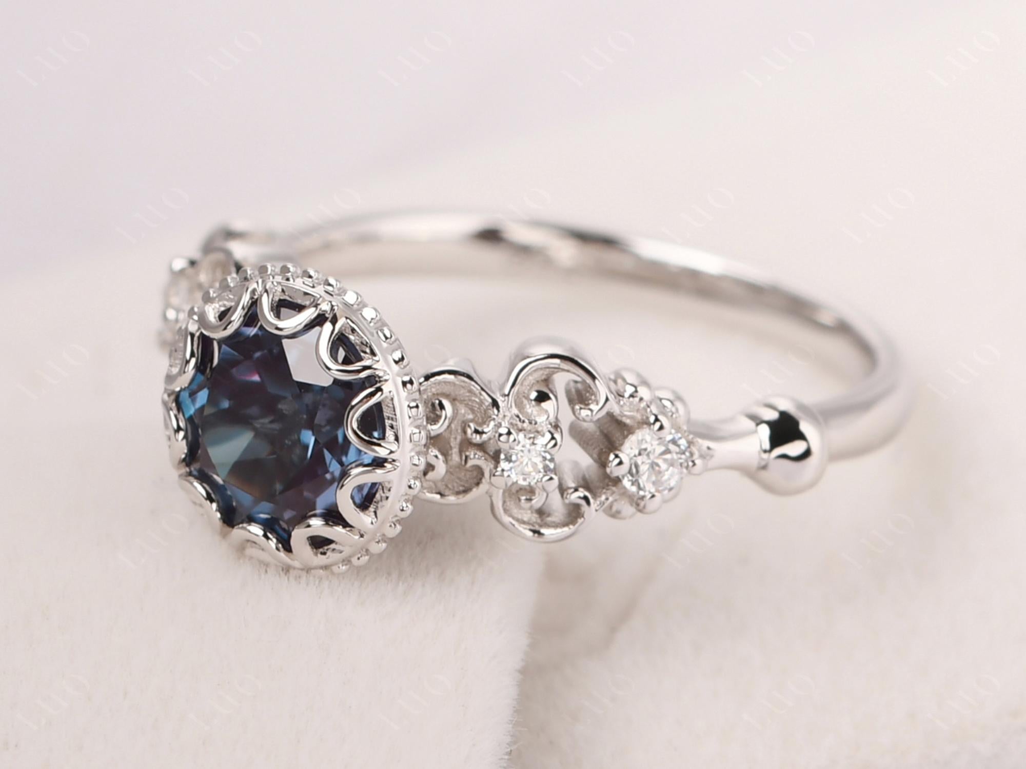 Art Deco Vintage Inspired Lab Alexandrite Ring - LUO Jewelry