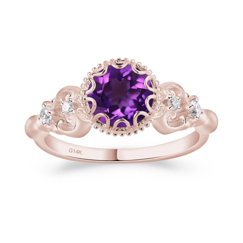 Art Deco Vintage Inspired Amethyst Ring - LUO Jewelry #metal_14k rose gold