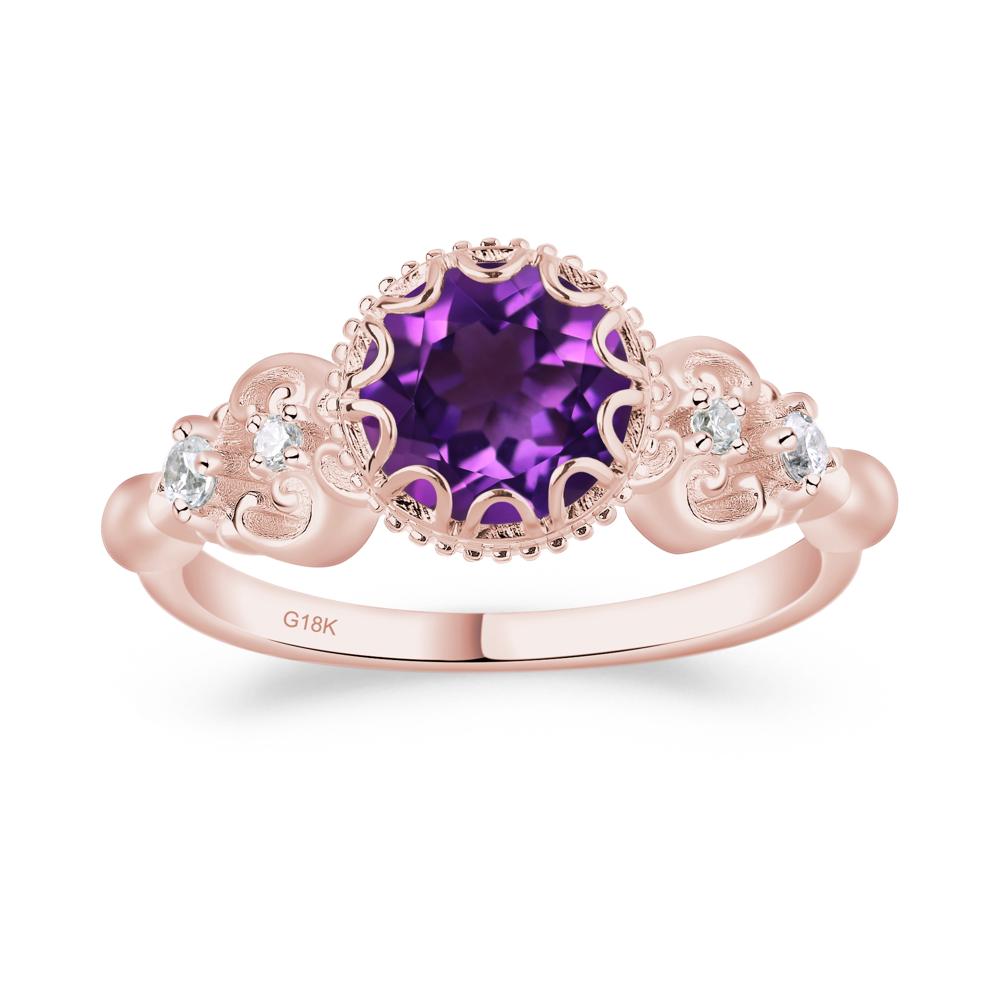 Art Deco Vintage Inspired Amethyst Ring - LUO Jewelry #metal_18k rose gold