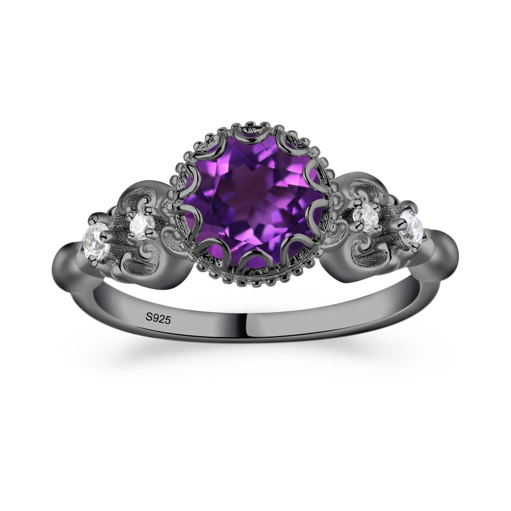 Art Deco Vintage Inspired Amethyst Ring - LUO Jewelry #metal_black finish sterling silver