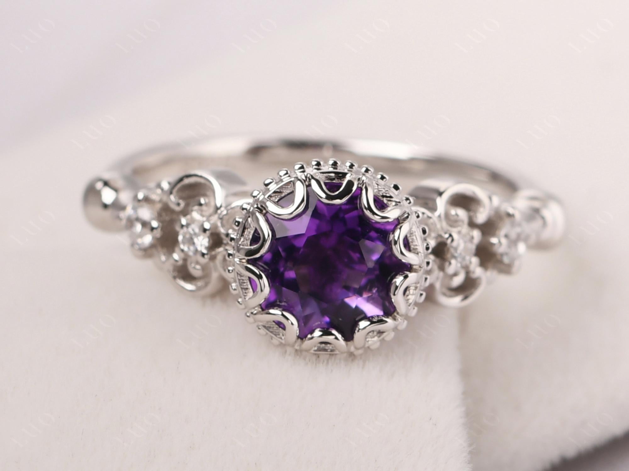 Art Deco Vintage Inspired Amethyst Ring - LUO Jewelry