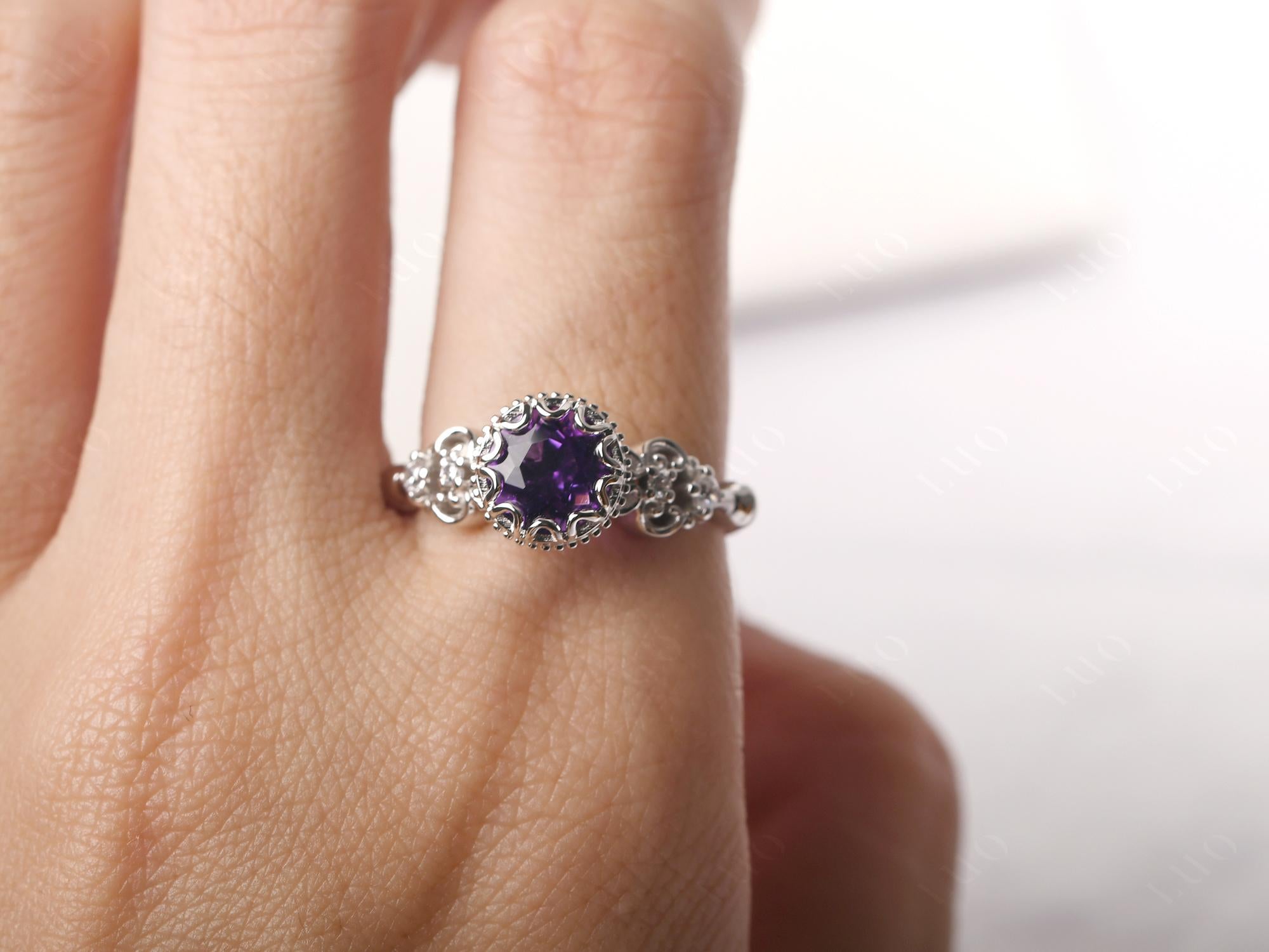 Art Deco Vintage Inspired Amethyst Ring - LUO Jewelry