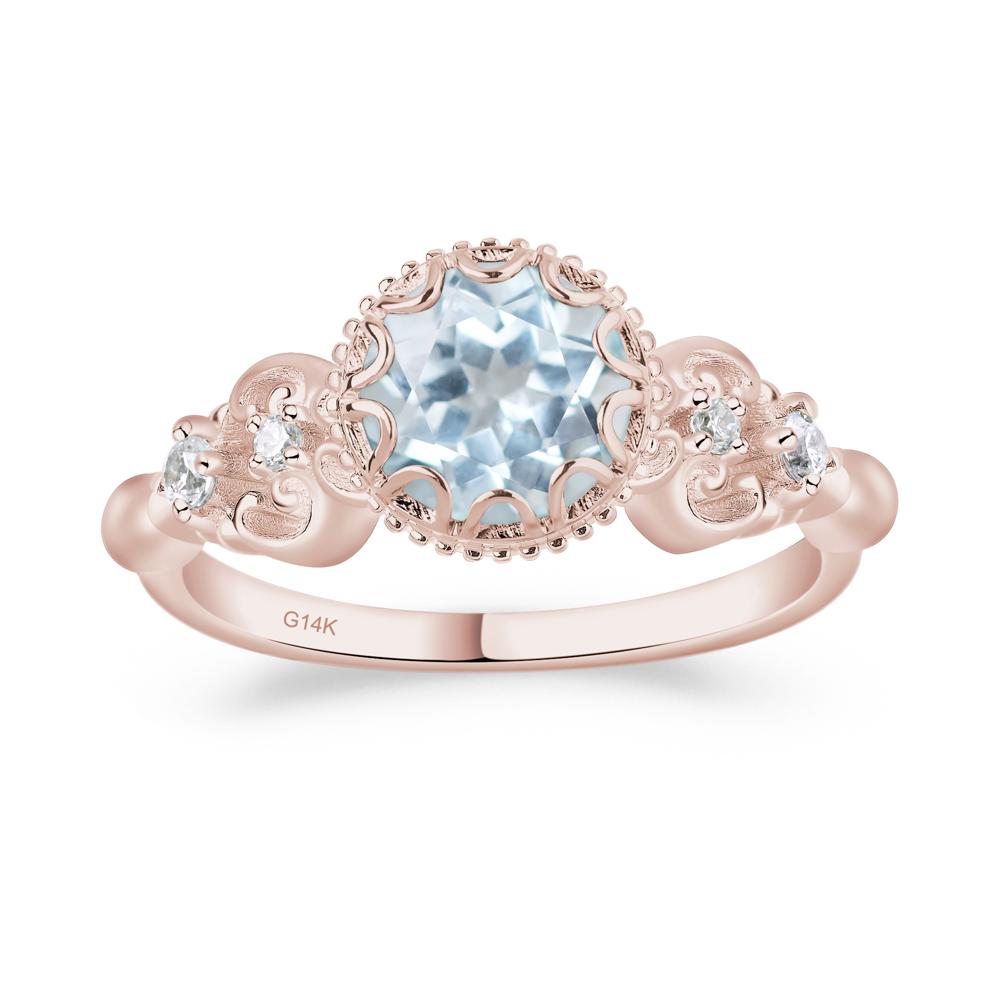 Art Deco Vintage Inspired Aquamarine Ring - LUO Jewelry #metal_14k rose gold
