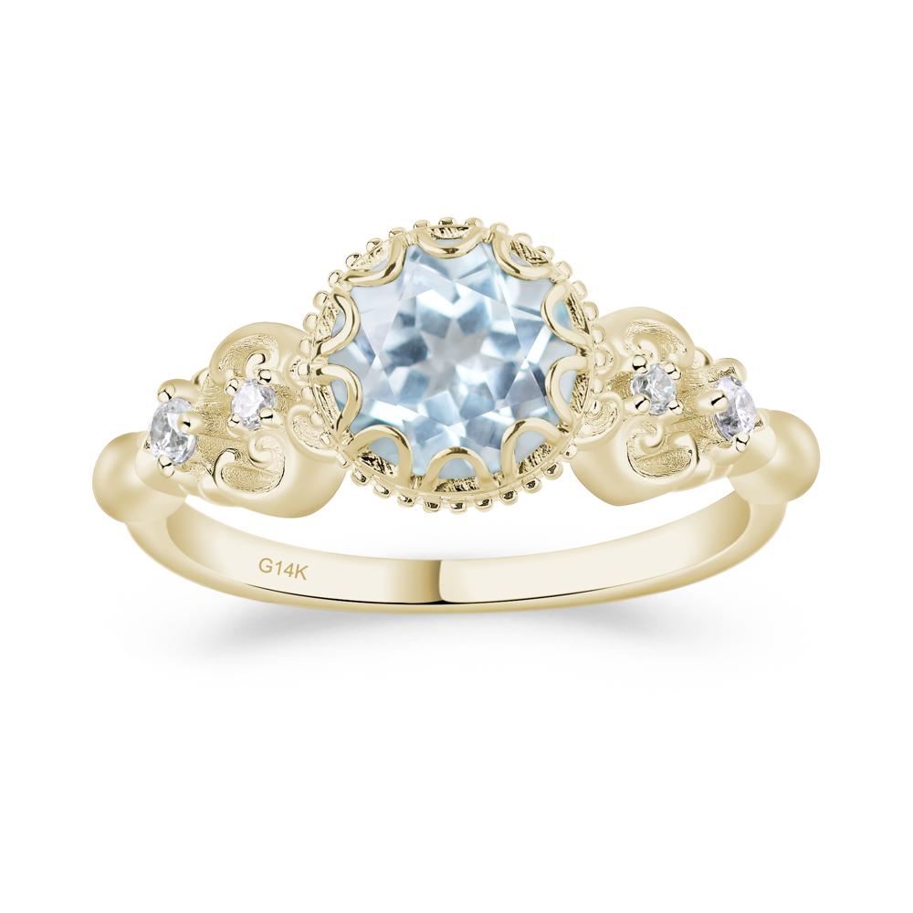Art Deco Vintage Inspired Aquamarine Ring - LUO Jewelry #metal_14k yellow gold