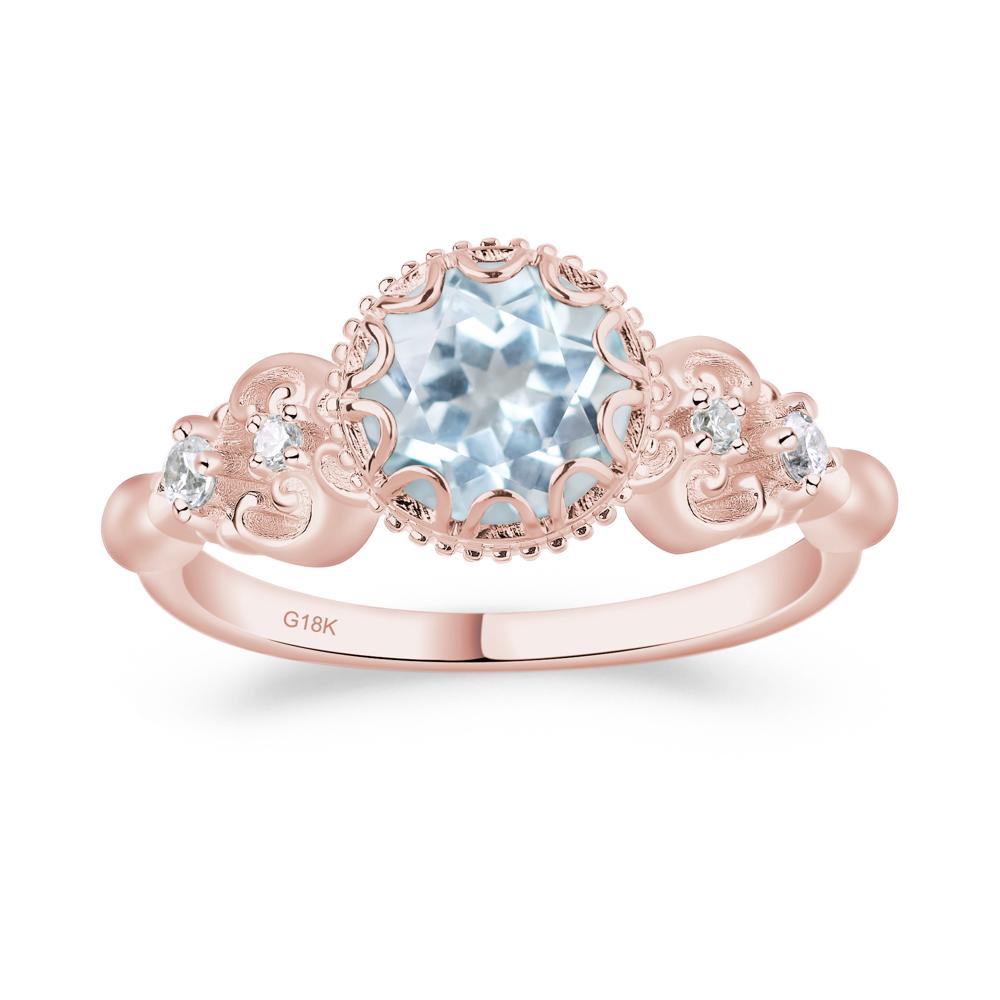 Art Deco Vintage Inspired Aquamarine Ring - LUO Jewelry #metal_18k rose gold
