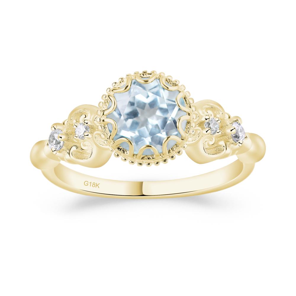 Art Deco Vintage Inspired Aquamarine Ring - LUO Jewelry #metal_18k yellow gold