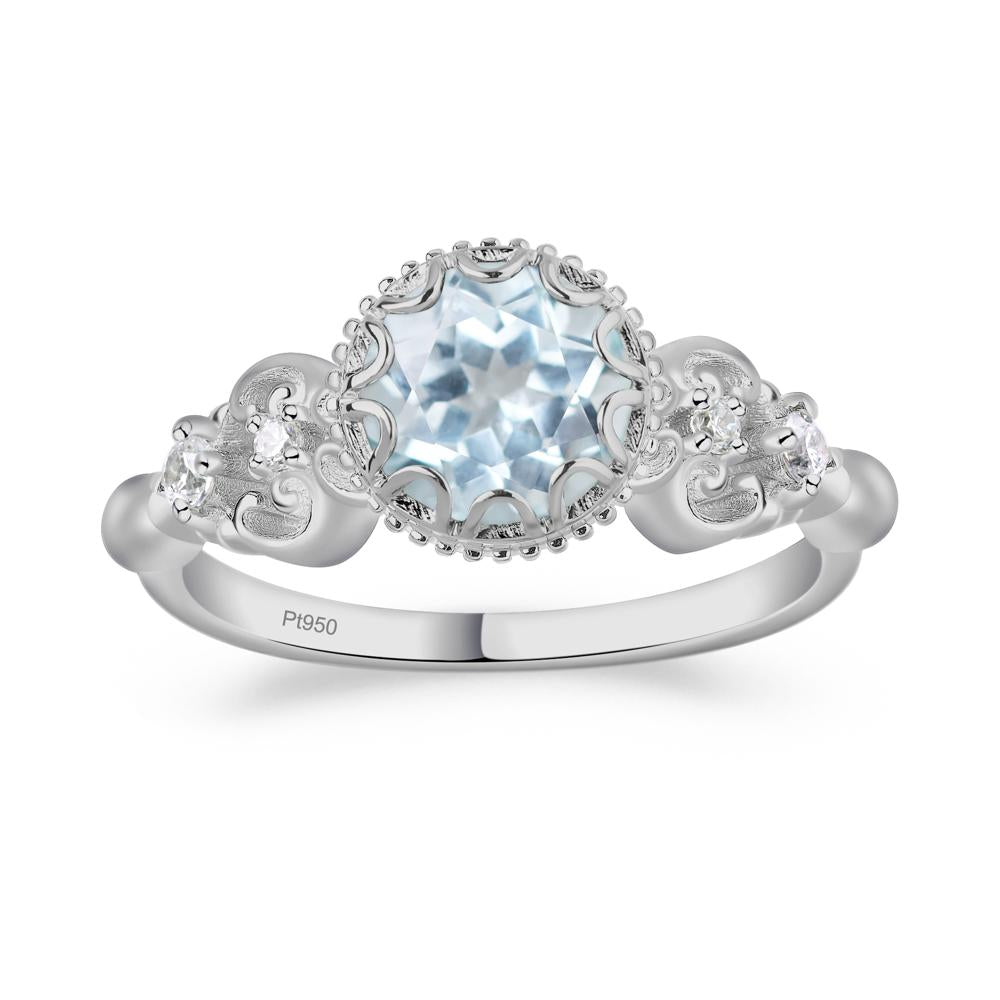 Art Deco Vintage Inspired Aquamarine Ring - LUO Jewelry #metal_platinum