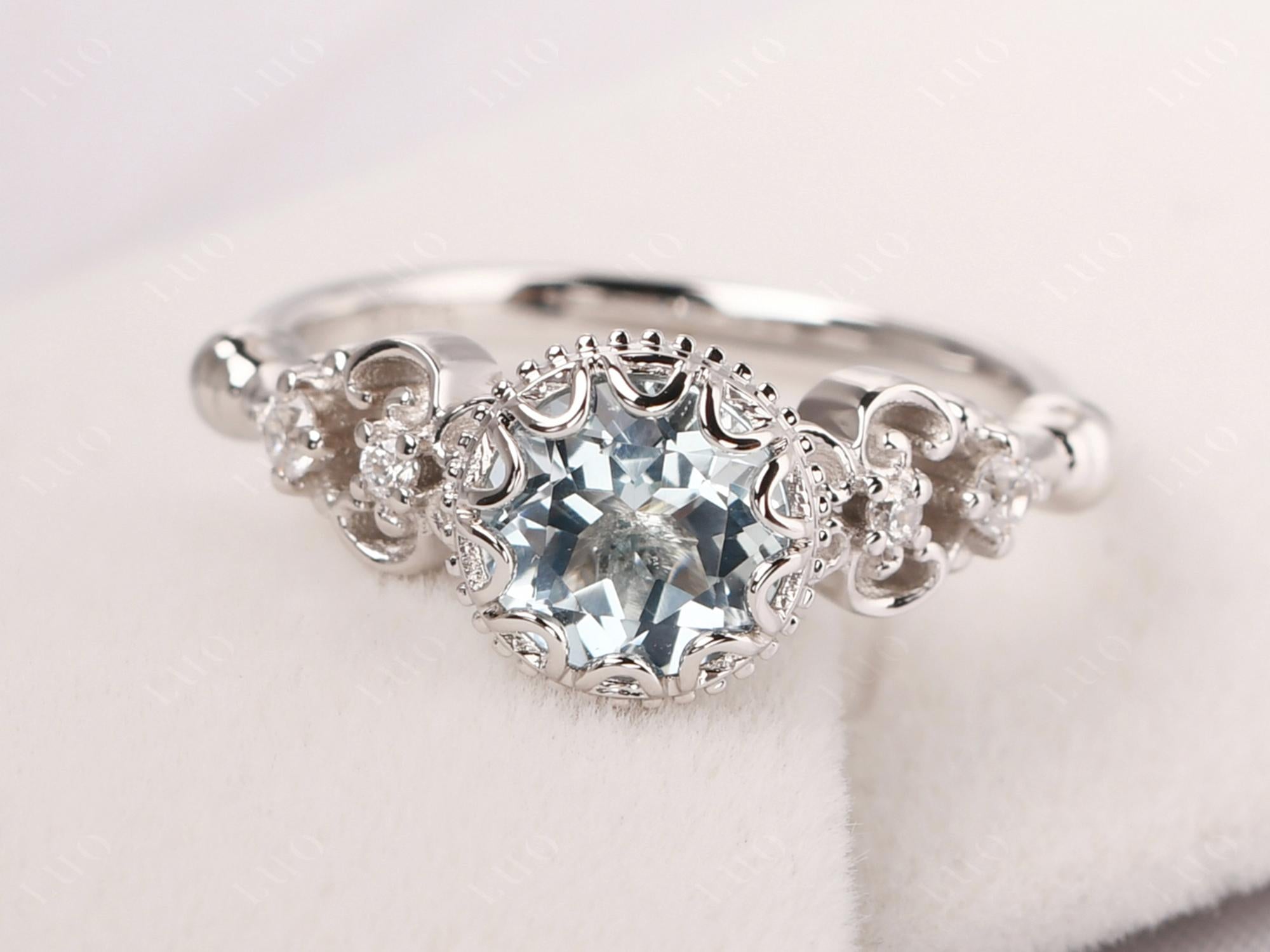 Art Deco Vintage Inspired Aquamarine Ring - LUO Jewelry