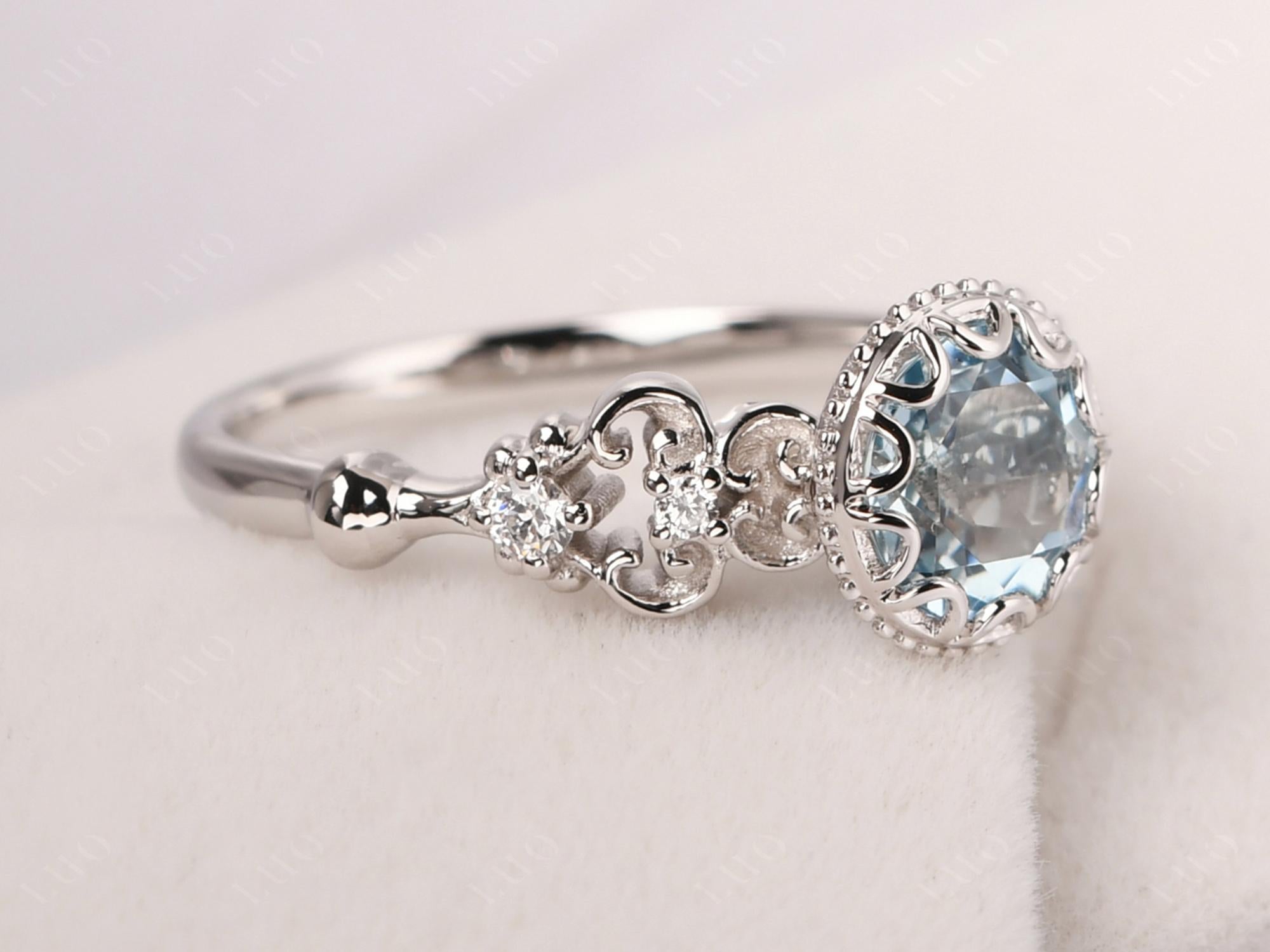 Art Deco Vintage Inspired Aquamarine Ring - LUO Jewelry
