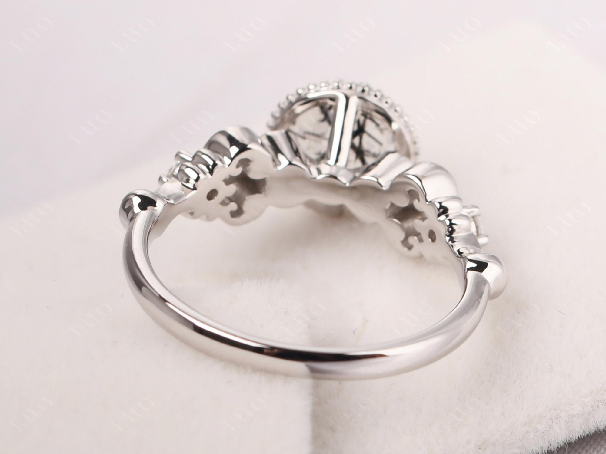 Art Deco Vintage Inspired Black Rutilated Quartz Ring - LUO Jewelry