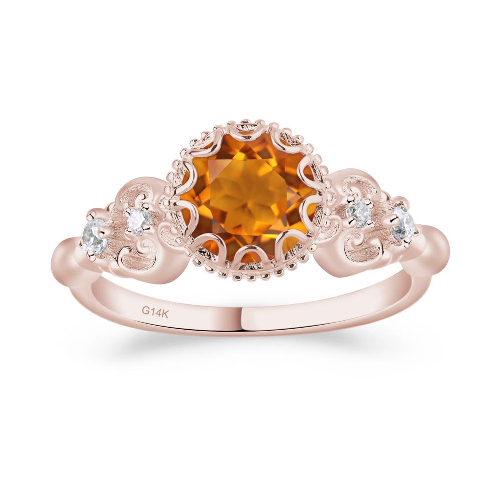 Art Deco Vintage Inspired Citrine Ring - LUO Jewelry #metal_14k rose gold