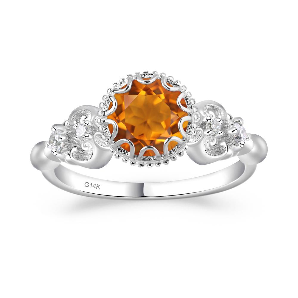 Art Deco Vintage Inspired Citrine Ring - LUO Jewelry #metal_14k white gold