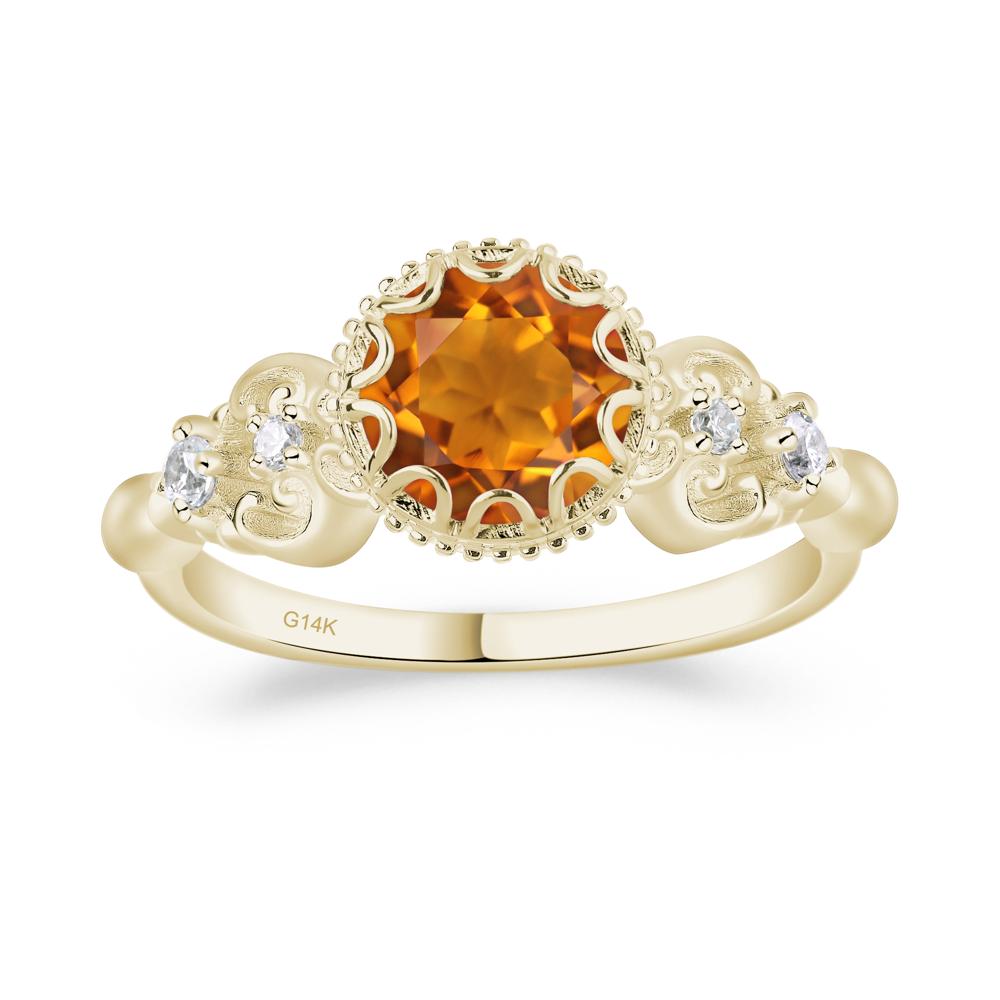 Art Deco Vintage Inspired Citrine Ring - LUO Jewelry #metal_14k yellow gold