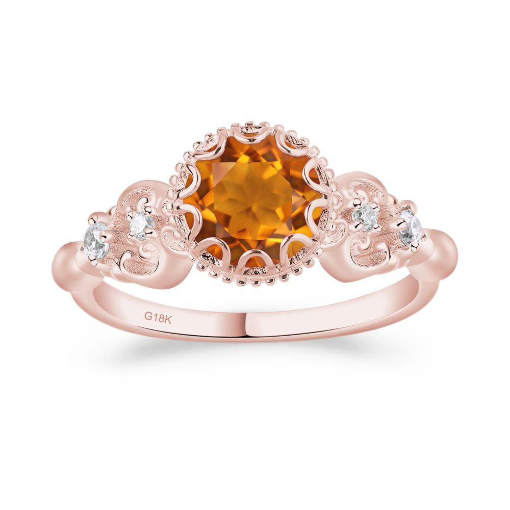 Art Deco Vintage Inspired Citrine Ring - LUO Jewelry #metal_18k rose gold