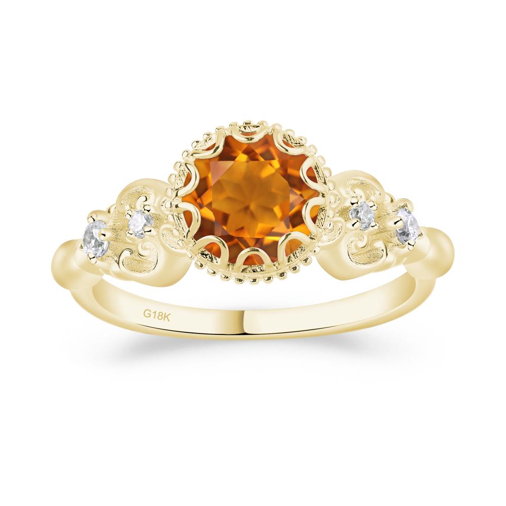 Art Deco Vintage Inspired Citrine Ring - LUO Jewelry #metal_18k yellow gold