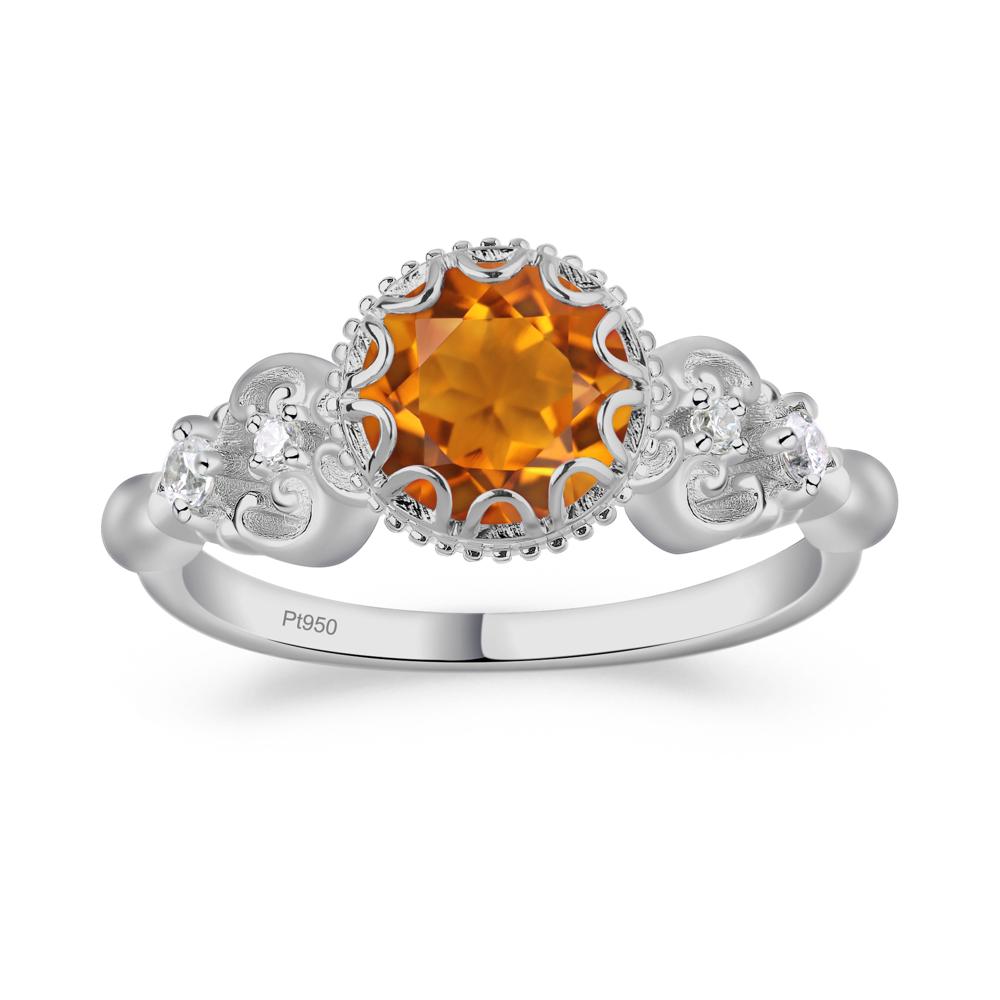 Art Deco Vintage Inspired Citrine Ring - LUO Jewelry #metal_platinum