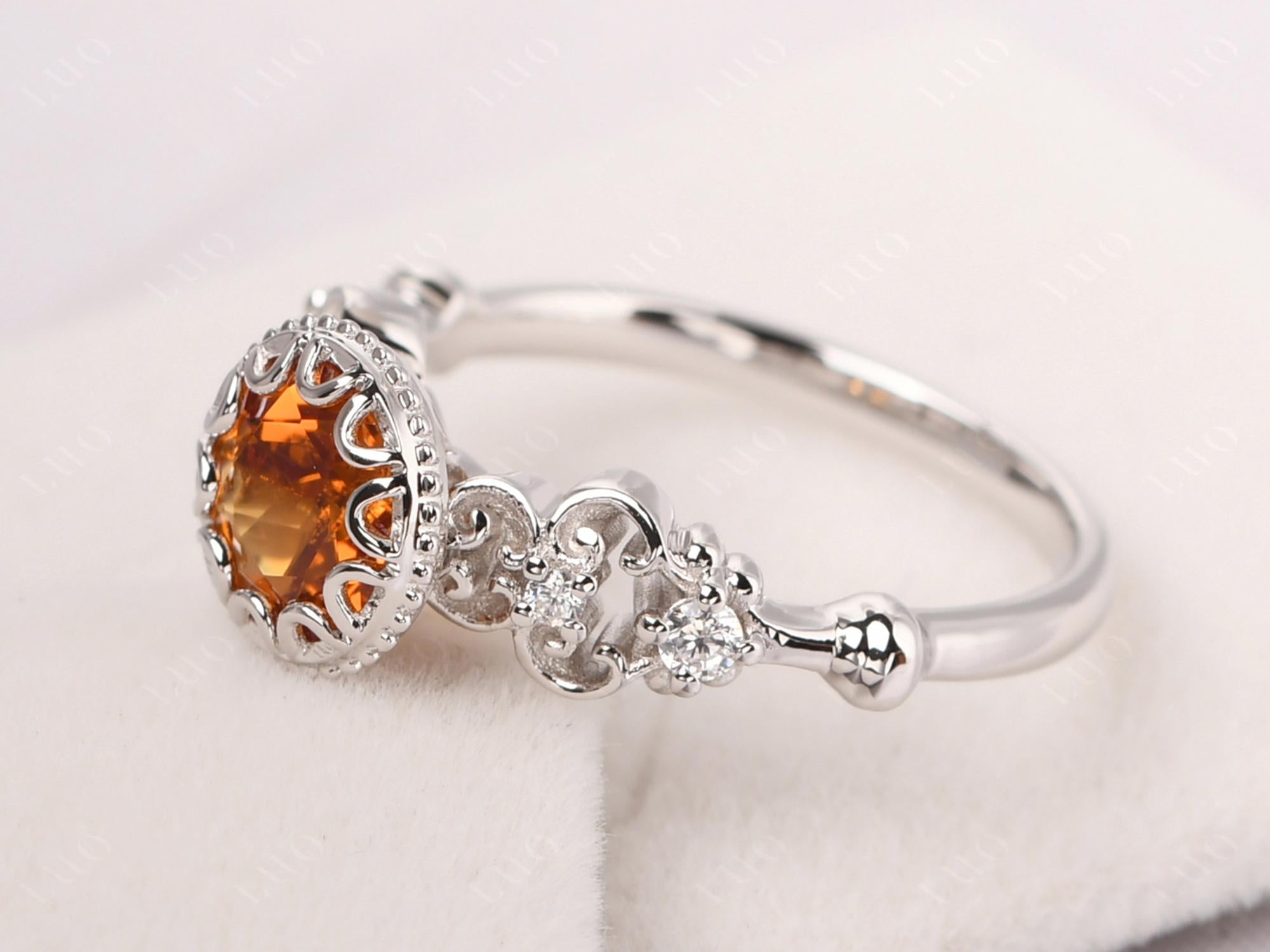 Art Deco Vintage Inspired Citrine Ring - LUO Jewelry
