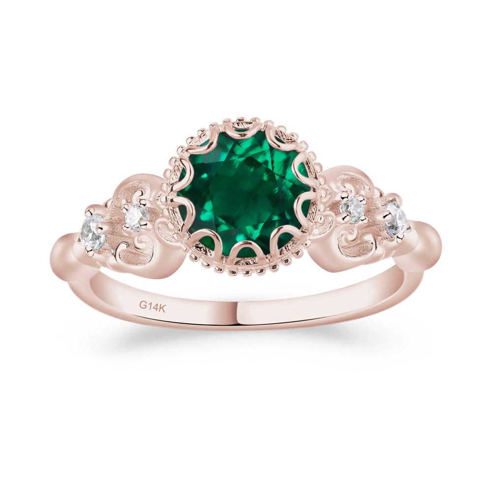 Art Deco Vintage Inspired Emerald Ring - LUO Jewelry #metal_14k rose gold