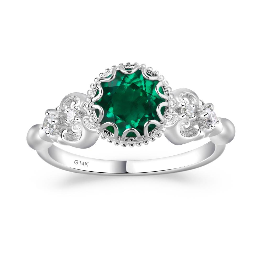 Art Deco Vintage Inspired Emerald Ring - LUO Jewelry #metal_14k white gold
