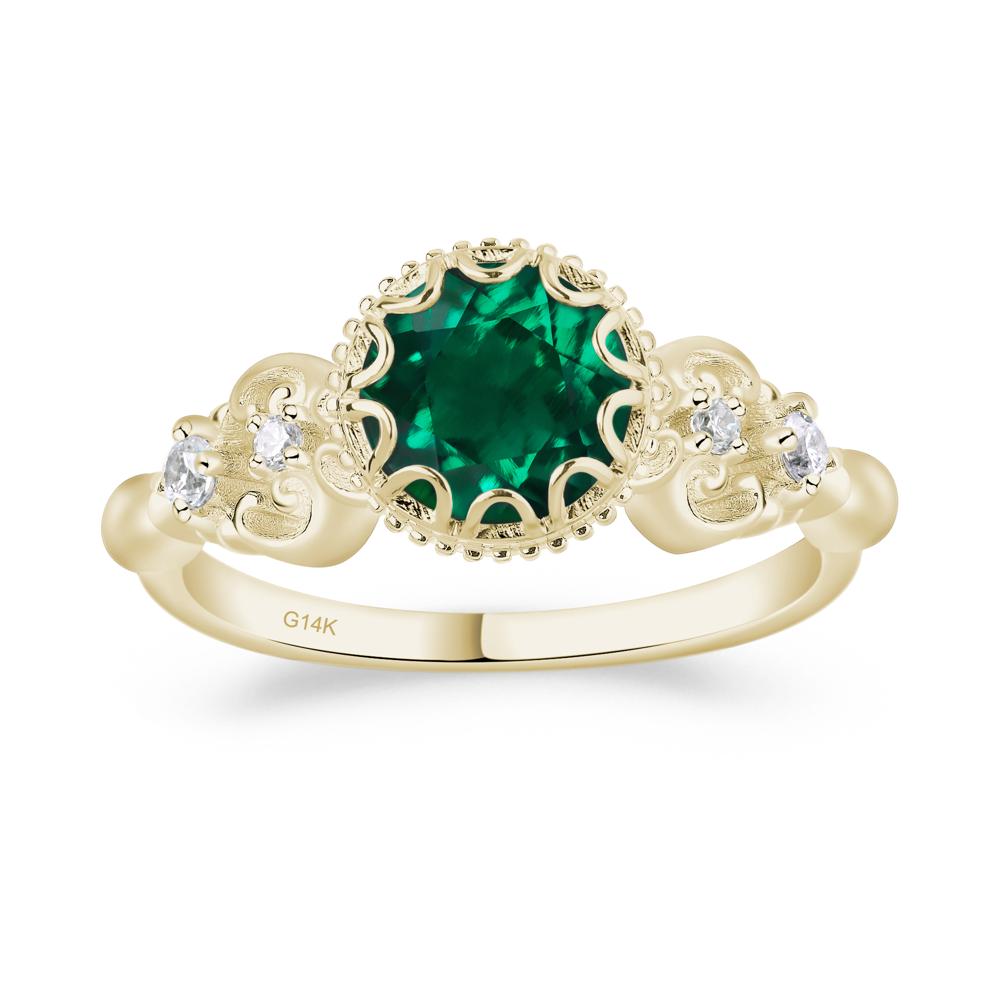 Art Deco Vintage Inspired Emerald Ring - LUO Jewelry #metal_14k yellow gold
