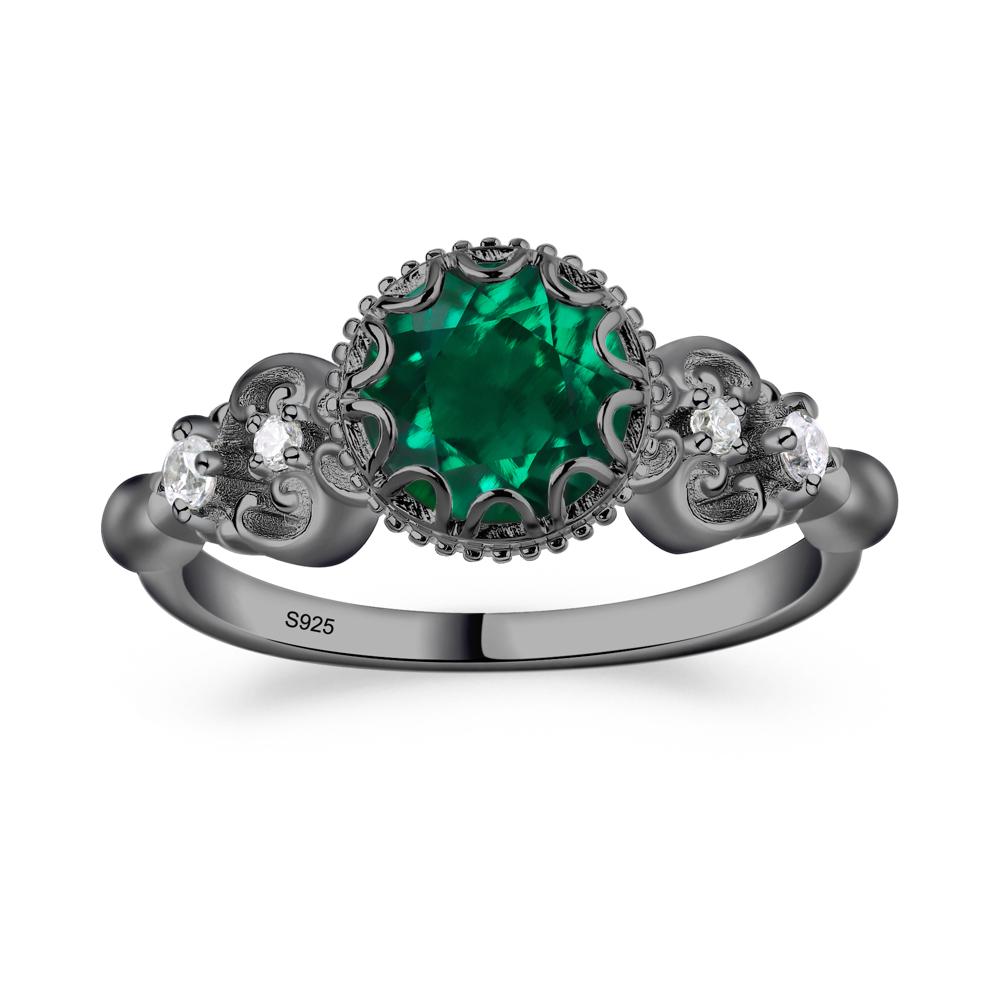 Art Deco Vintage Inspired Emerald Ring - LUO Jewelry #metal_black finish sterling silver